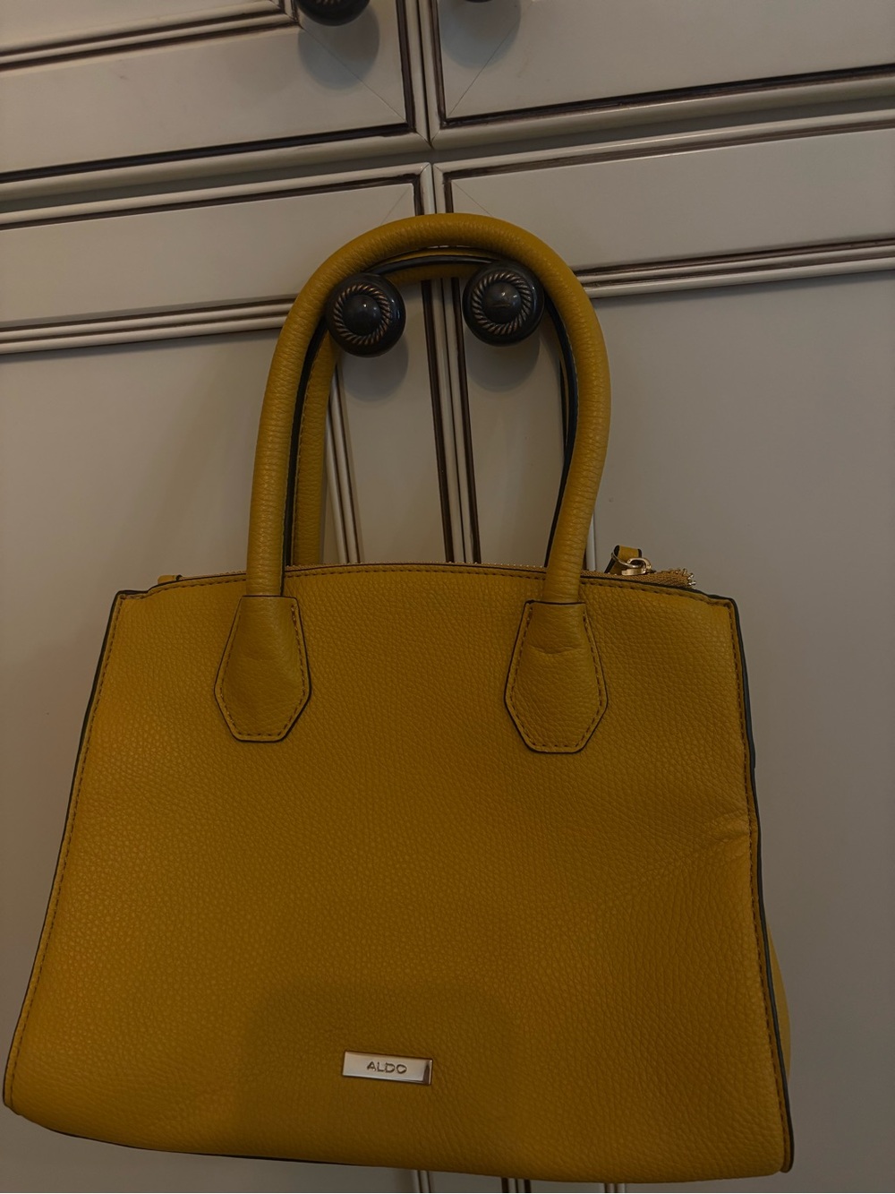 ALDO Mustard Yellow Pebbled Satchel with Top Handles